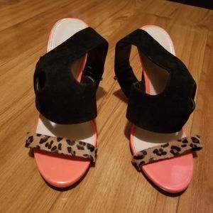 Black, Cheetah and Orange Heels